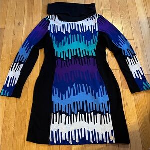 Coco and tashi colourful turtleneck sweater dress